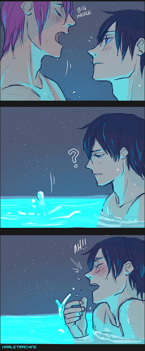 2boys ? free! hamletmachine highres implied_fellatio matsuoka_rin moaning multiple_boys nanase_haruka_(free!) pool yaoi