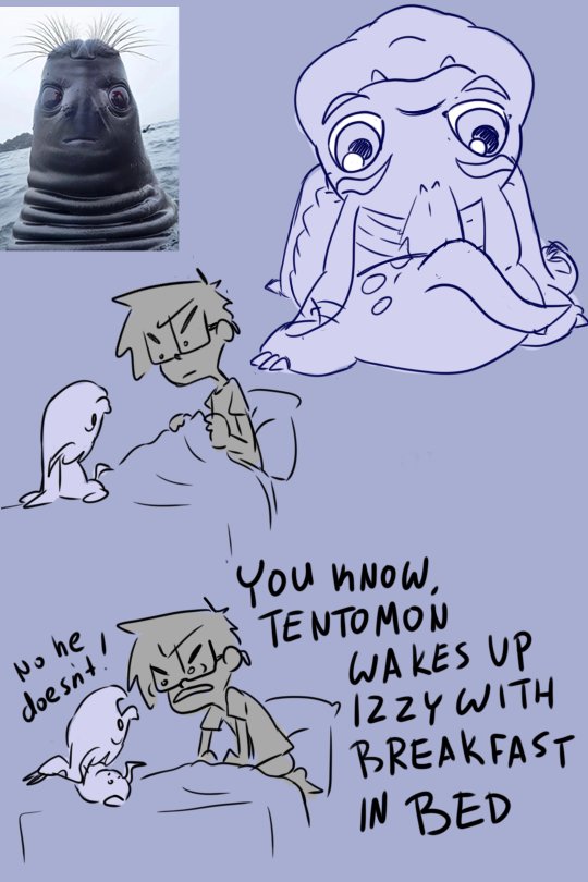 digimon digimon_(creature) english_text glasses gomamon kido_jo looking_at_another seal tail