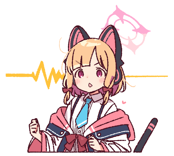 1girl animal_ear_headphones animal_ears blue_archive blue_necktie cat_ear_headphones cat_tail fake_animal_ears halo headphones jacket looking_at_viewer low-tied_sidelocks momoi_(blue_archive) necktie pink_halo siblings sidelocks simple_background solo tail white_background white_jacket yoru_nai