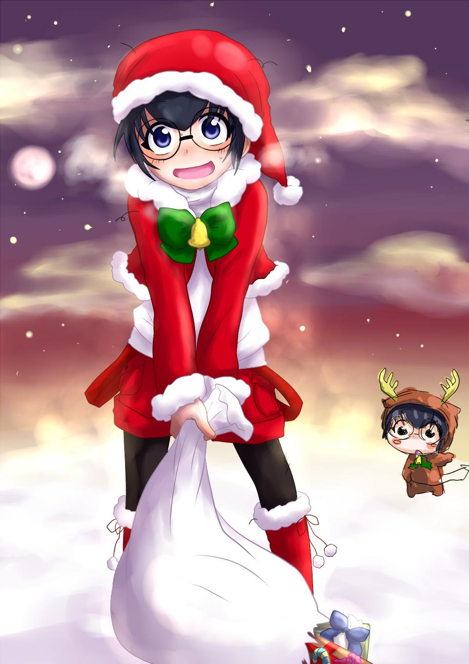 black_hair glasses highres hondou_eisuke meitantei_conan santa_costume