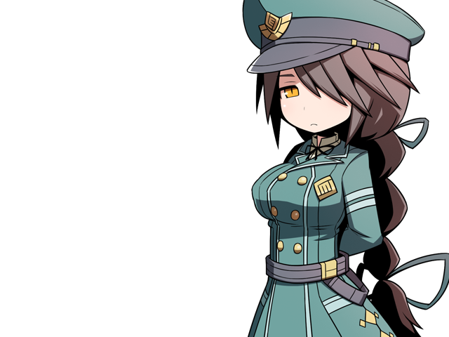 1girl brown_hair hat military military_hat military_uniform sequel_(series) sequel_blight solo tirma_riema transparent_background