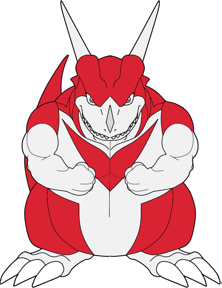 claws digimon digimon_(creature) dragon horns looking_at_viewer redv-dramon scar solo transparent_background