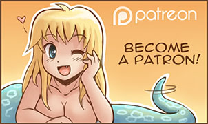 1girl blonde_hair blush breasts cleavage collarbone convenient_arm crisis fang felarya heart karbo lamia large_breasts lowres monster_girl nude one_eye_closed solo