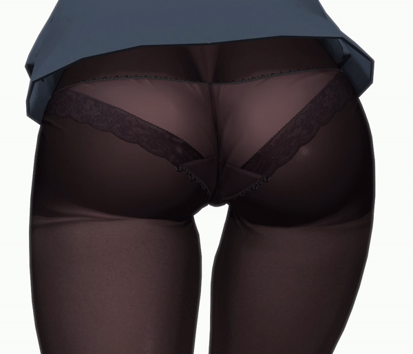 1girl 3d animated animated_gif ass ass_focus black_pantyhose blendy close-up female_focus from_behind jiggle melty_blood panties panties_under_pantyhose pantyhose simple_background solo thigh_gap thighs tohno_akiha tsukihime underwear walking white_background