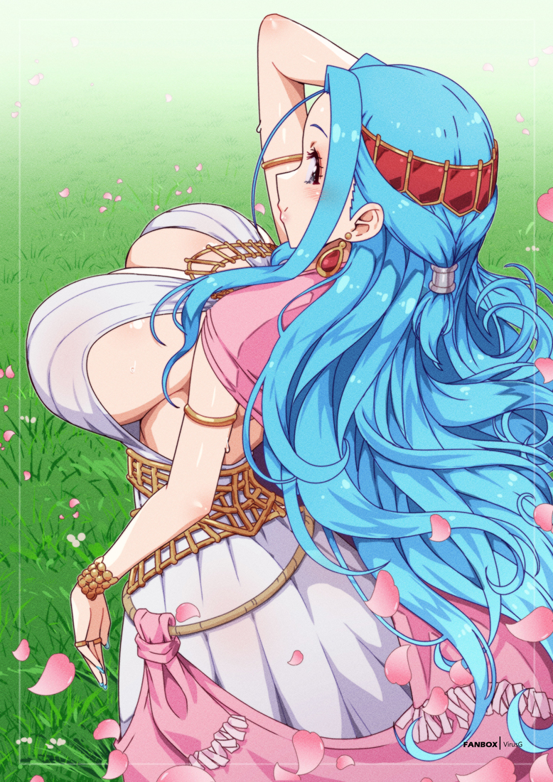 blue_hair breasts dress large_breasts nefertari_vivi one_piece solo virus-g