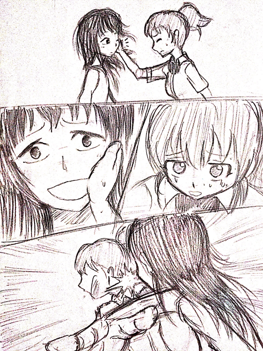 2girls artist_request catfight highres multiple_girls sketch tagme