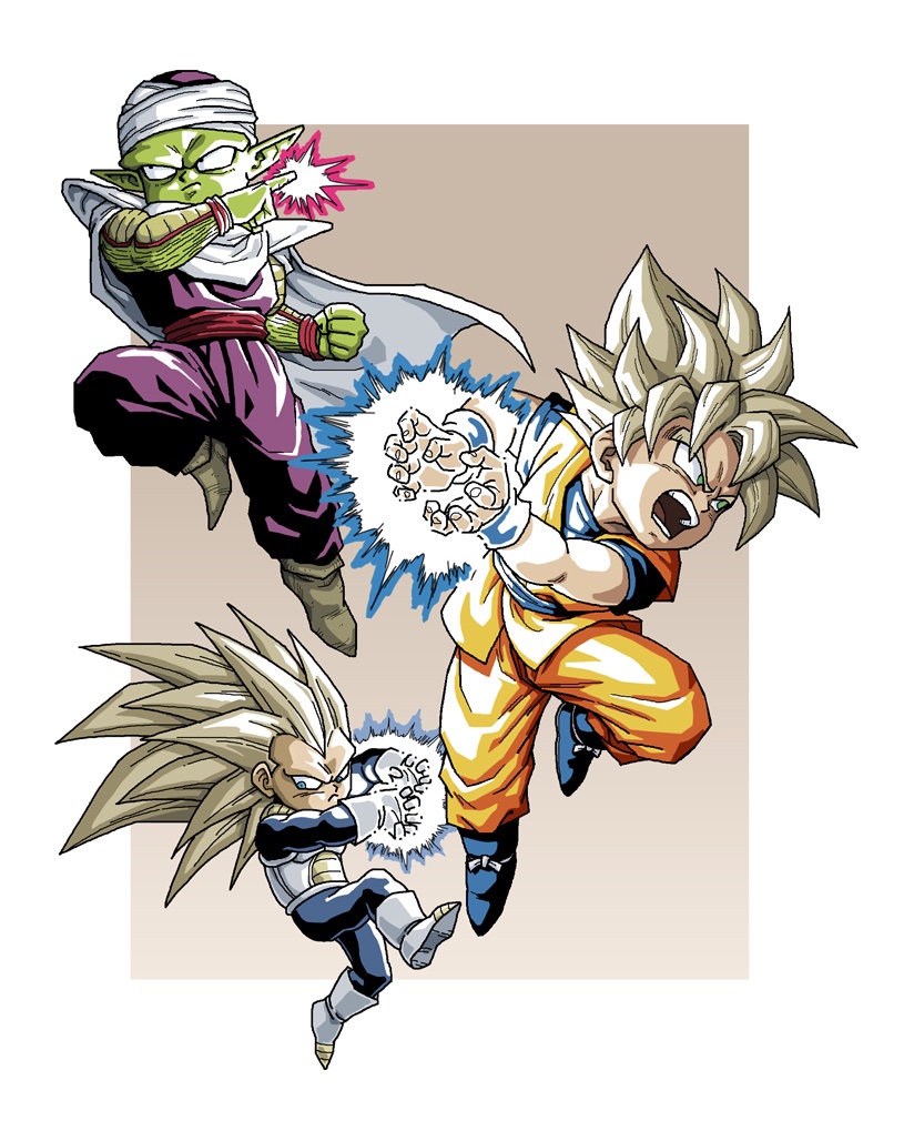3boys armor aura blonde_hair blue_bodysuit blue_footwear blue_shirt bodysuit boots brown_background cape chibi colored_skin dougi dragon_ball dragon_ball_daima full_body galick_gun green_eyes green_skin group_picture kamehameha_(dragon_ball) long_hair makankousappou male_focus medium_hair multiple_boys n_(n14542698) no_eyebrows orange_pants orange_tunic pants piccolo pointy_ears powering_up purple_pants purple_shirt saiyan_armor shirt simple_background son_goku spiked_hair super_saiyan super_saiyan_1 super_saiyan_3 tunic vegeta white_armor white_background white_cape white_footwear