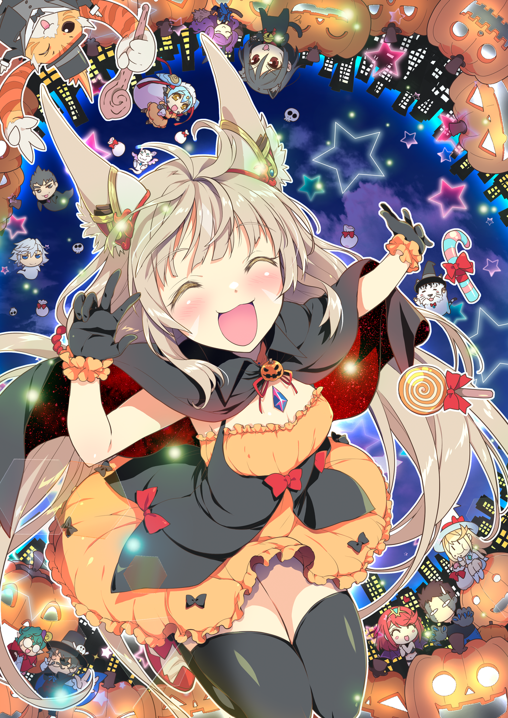 ghost halloween halloween_costume highres jin_(xenoblade) malos_(xenoblade) multiple_boys multiple_girls mythra_(xenoblade) nia_(xenoblade) poppi_(xenoblade) poppi_qt_(xenoblade) pyra_(xenoblade) rex_(xenoblade) tora_(xenoblade_2) watsuki_ayamo xenoblade_chronicles_(series) xenoblade_chronicles_2