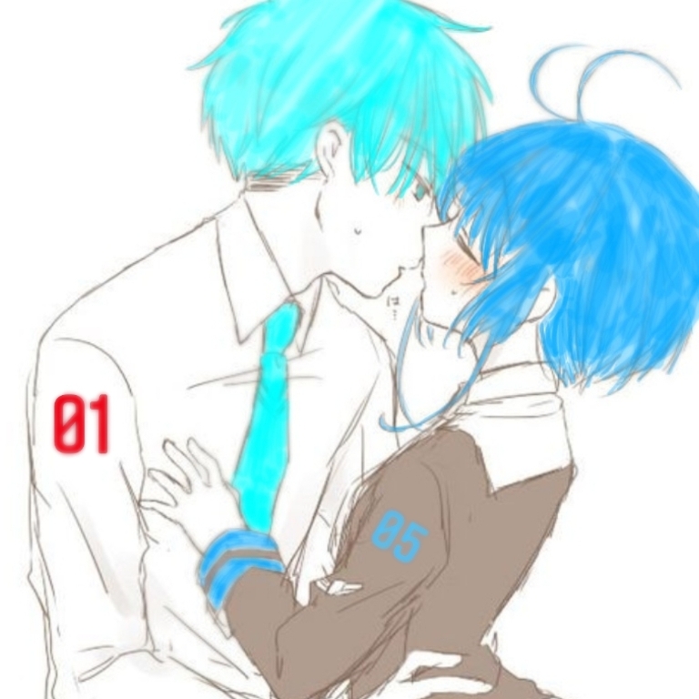 1boy 1girl blush fanloid hatsune_mikuo hetero kaiko_(vocaloid) kiss mikuo mikuo_x_kaiko vocaloid