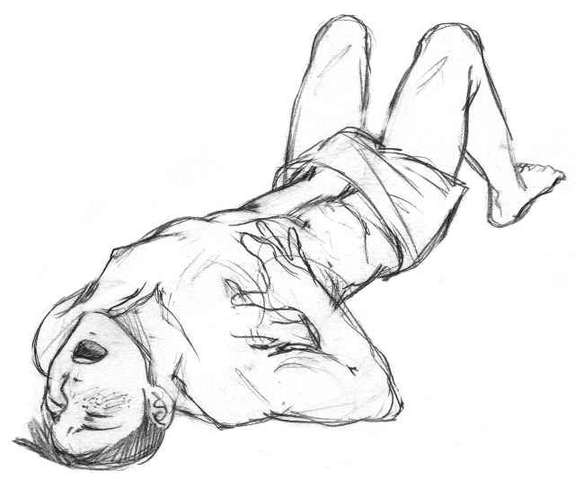 hand_in_pants hand_on_own_chest lying male_masturbation marco_bott masturbation on_back open_mouth razuri-chan shingeki_no_kyojin tagme topless_male