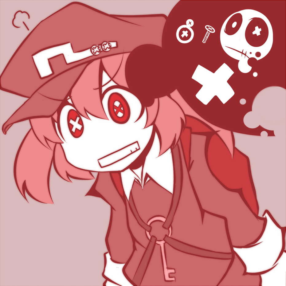 alternate_color hat kawashiro_nitori konohana_saku red_eyes screw touhou