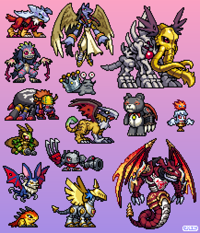 anubimon armor blackkingnumemon blue_eyes candmon cannon digimon digimon_(creature) digital_hazard dokugumon fire gazimon griffomon heart holsmon horns maildramon mask megidramon metalmamemon mothmon oridigi original pipismon red_eyes sharp_teeth skullmammon teeth warumonzaemon wings
