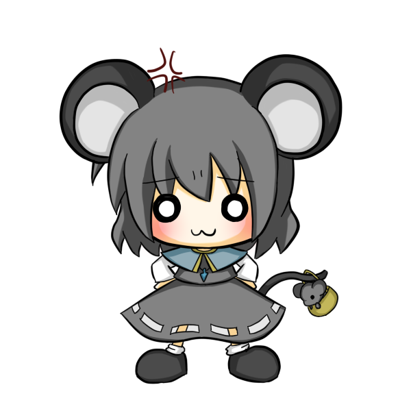 1girl :3 animal_ears basket blush chibi crystal grey_hair jewelry mouse_(animal) mouse_ears mouse_tail nazrin o_o pendant ritateo short_hair tail touhou