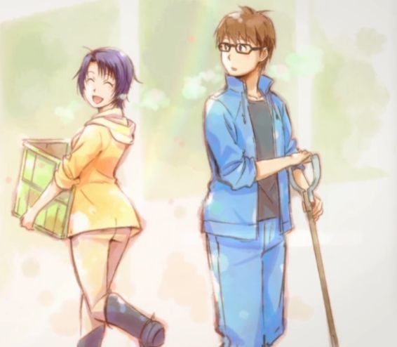 1boy 1girl aki_mikage glasses silver_spoon tagme