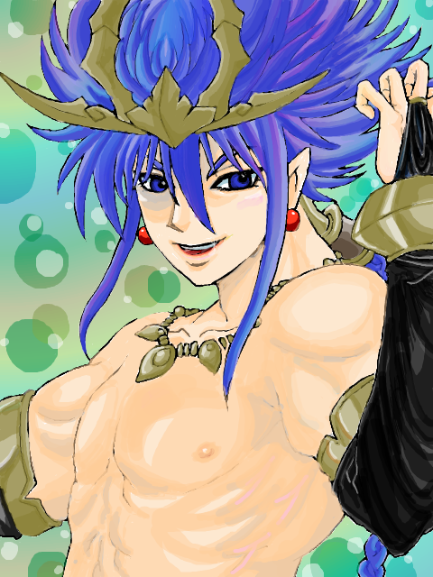 blue_hair bracelet cho_aniki cho_aniki_zero idaten jewelry manly muscular