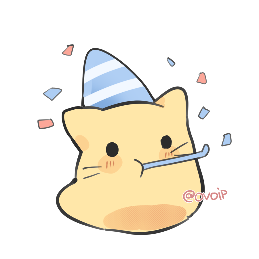 artist_name blob_(google) blobcat confetti hat no_humans original ovoip party_hat party_horn simple_background white_background