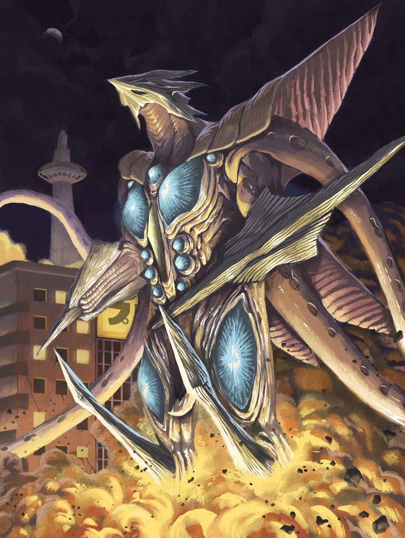 alex_alcanter arm_blade bioluminescence building city cloud cloudy_sky daiei_film destruction explosion fire full_moon gamera_(series) gamera_3:_revenge_of_iris giant giant_monster glowing iris_(gamera) japanese_text kaiju kyoto kyoto_tower monster moon night no_humans observation_tower real_world_location rubble sign sky smoke tentacles tower weapon