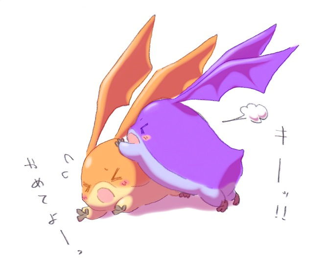 artist_request blush_stickers digimon digimon_(creature) open_mouth patamon simple_background translation_request tsukaimon white_background wings