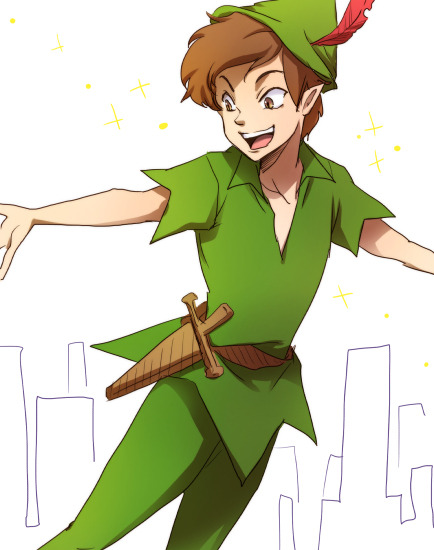 1boy black_footwear boots brown_eyes brown_hair bug fairy feathers fly fly_agaric green_hat green_shirt green_tunic hat hat_feather holding holding_sword holding_weapon insect instrument leaf mushroom peter_pan peter_pan_(character) pointy_ears red_feathers sagara_shino shirt short_hair size_difference sword tinker_bell_(character) tinker_bell_(disney) toon_(style) tunic walt_disney&#039;s_peter_pan watermark weapon