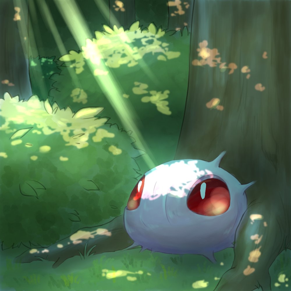 bush cascoon forest gen_3_pokemon grass haru_aki_tibi light_rays nature nintendo no_humans outdoors pokemon pokemon_(creature) solo sunbeam sunlight tree