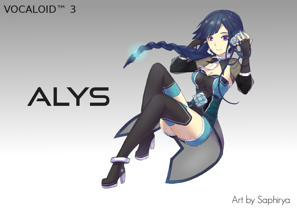 1girl alys anklet artist_name black_boots black_gloves blue_hair boots braid breasts character_name cleavage closed_mouth copyright_name elbow_gloves female_focus fingerless_gloves french_text full_body gloves glowing hair_bobbles hair_ornament high_heel_boots high_heels invisible_chair jewelry long_hair looking_at_viewer medium_breasts nail_polish purple_eyes saphirya see-through_clothes simple_background single_braid sitting smile solo straight_hair strapless thigh_boots thighhighs vocaloid voxwave