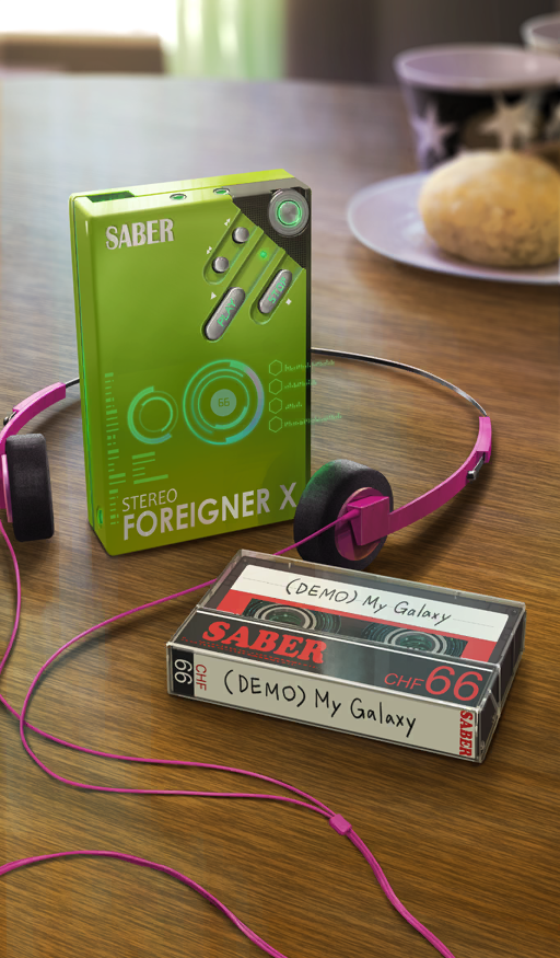 blurry blurry_background cassette_player cassette_tape commentary cup depth_of_field english_text fate/grand_order fate_(series) food headphones indoors lasengle no_humans object_focus official_art plate still_life teacup third-party_source