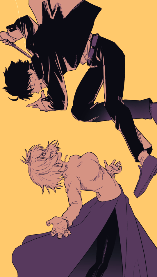1boy 1girl ahoge arcueid_brunestud arms_at_sides attack battle blonde_hair crazy_smile fangs fighting_stance floating_clothes floating_hair holding holding_weapon incoming_attack knife metarogu mystic_eyes_of_death_perception nanatsu-yoru open_hand pantyhose purple_skirt red_arcueid school_uniform short_hair skirt smile sweater tohno_shiki tsukihime tsukihime_(remake) turtleneck turtleneck_sweater weapon