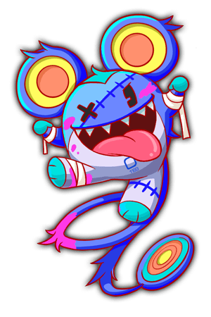 alternate_costume animal_ears arm_wrap artist_request blue_skin colored_skin crash_fever game_cg hair_flaps jerry_(crash_fever) leg_up leg_wrap looking_at_viewer lowres mouse_ears official_alternate_costume official_art one-eyed open_mouth outstretched_arms sharp_teeth solo spread_arms square stitched_face stitched_leg stitches tachi-e teeth tongue tongue_out transparent_background zombie zombie_pose