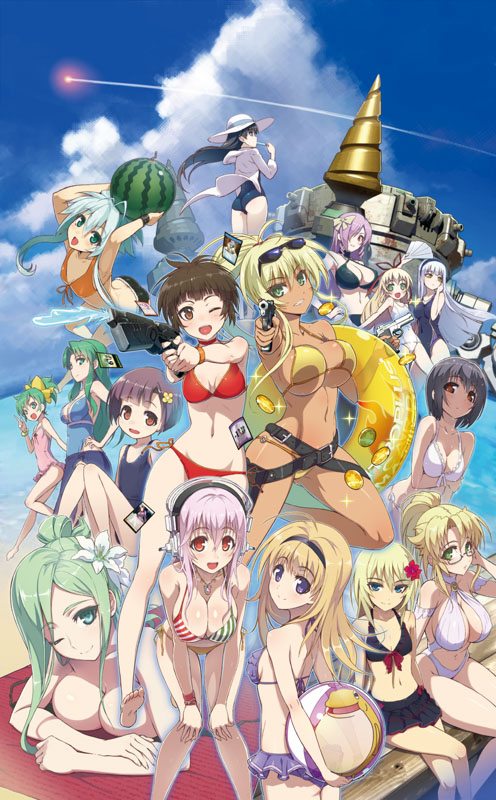 00s 10s 6+girls :d ;) ;d ass beach bent_over bikini bikini_skirt black_bikini black_hair blassreiter blonde_hair blue_eyes bow breasts brown_eyes brown_hair camisole card casual_one-piece_swimsuit chaos;head character_request choker cleavage coin company_connection copyright_request crossed_legs dark-skinned_female dark_skin day drill dual_wielding eyewear_on_head flower food fruit green_eyes green_hair gun hair_bow hair_flower hair_ornament hair_over_one_eye hair_ribbon hand_on_own_hip handgun hands_on_own_knees headphones holding hood hoodie innertube jacket large_breasts long_hair lying multiple_girls navel nishijou_nanami nitroplus o-ring o-ring_bottom on_stomach one-piece_swimsuit one_eye_closed ookuma_nekosuke open_mouth outdoors pink_hair pistol ponytail popsicle psycho-pass purple_eyes purple_hair red_bikini red_eyes ribbon school_swimsuit short_hair sitting smile soukou_akki_muramasa striped_bikini striped_clothes sunglasses super_sonico swim_ring swimsuit tsunemori_akane water water_gun watermelon weapon white_bikini white_one-piece_swimsuit white_school_swimsuit wink