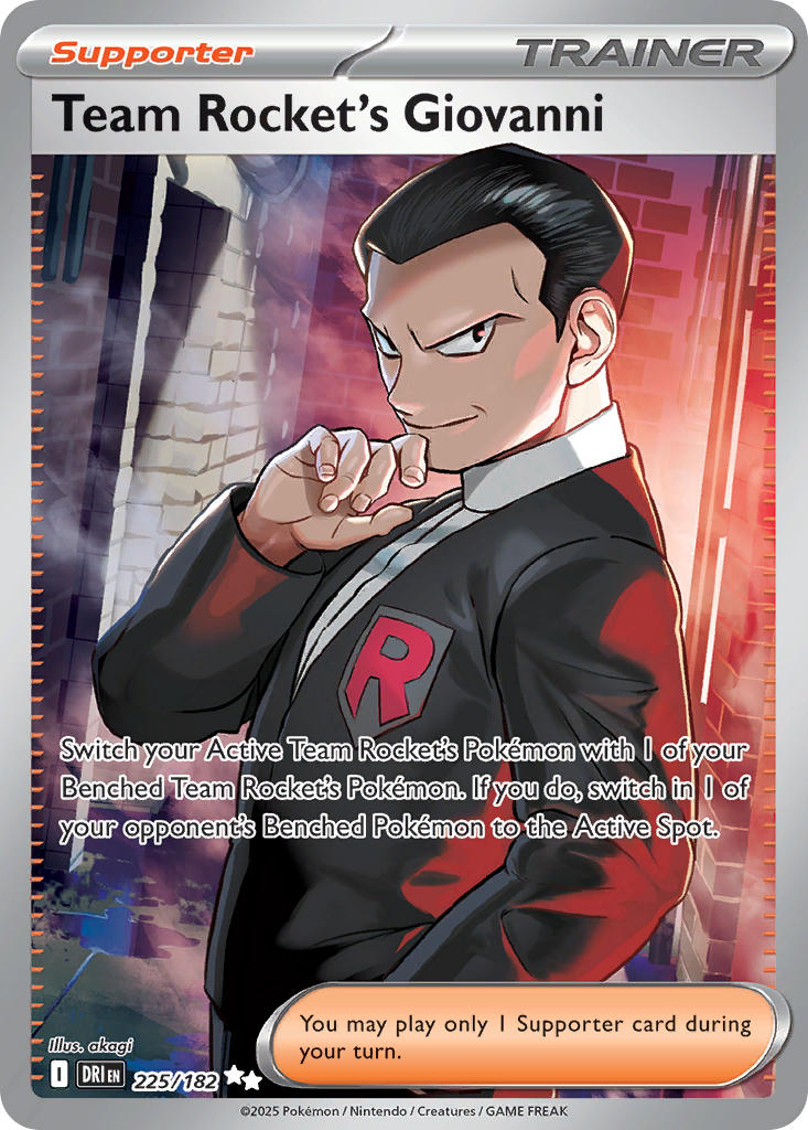 1boy akagi_shunsuke_(und) artist_name black_hair black_jacket breast_pocket brick_wall card_(medium) character_name company_name copyright_name copyright_notice english_text fingernails fog giovanni_(pokemon) hand_on_own_chin jacket long_sleeves male_focus nintendo official_art pocket pokemon pokemon_card pokemon_frlg pokemon_tcg puddle short_hair smile solo team_rocket team_rocket_uniform third-party_source trading_card very_short_hair