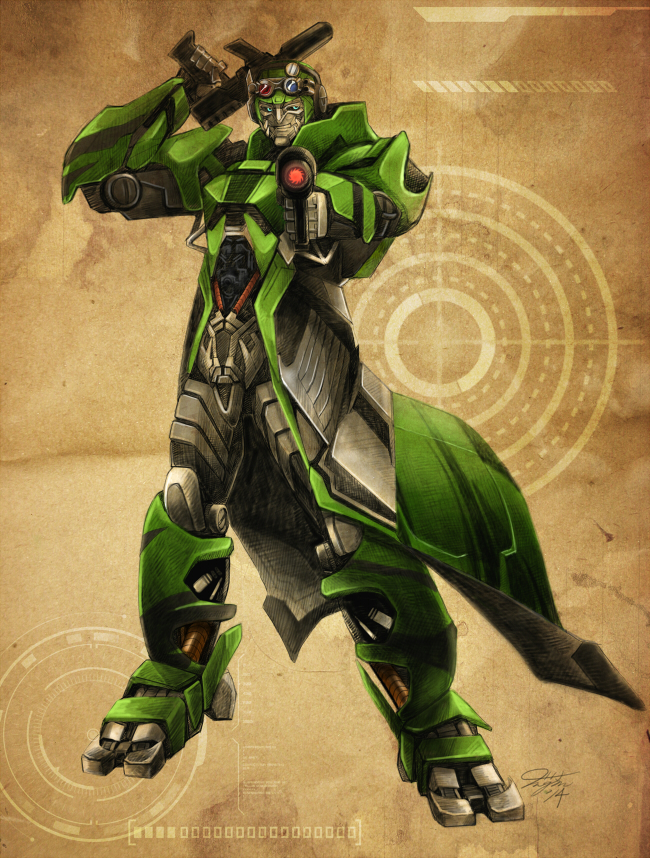 1boy cloak crosshairs_(transformers) gun male_focus mecha robot smile solo tagme transformers transformers:_age_of_extinction weapon