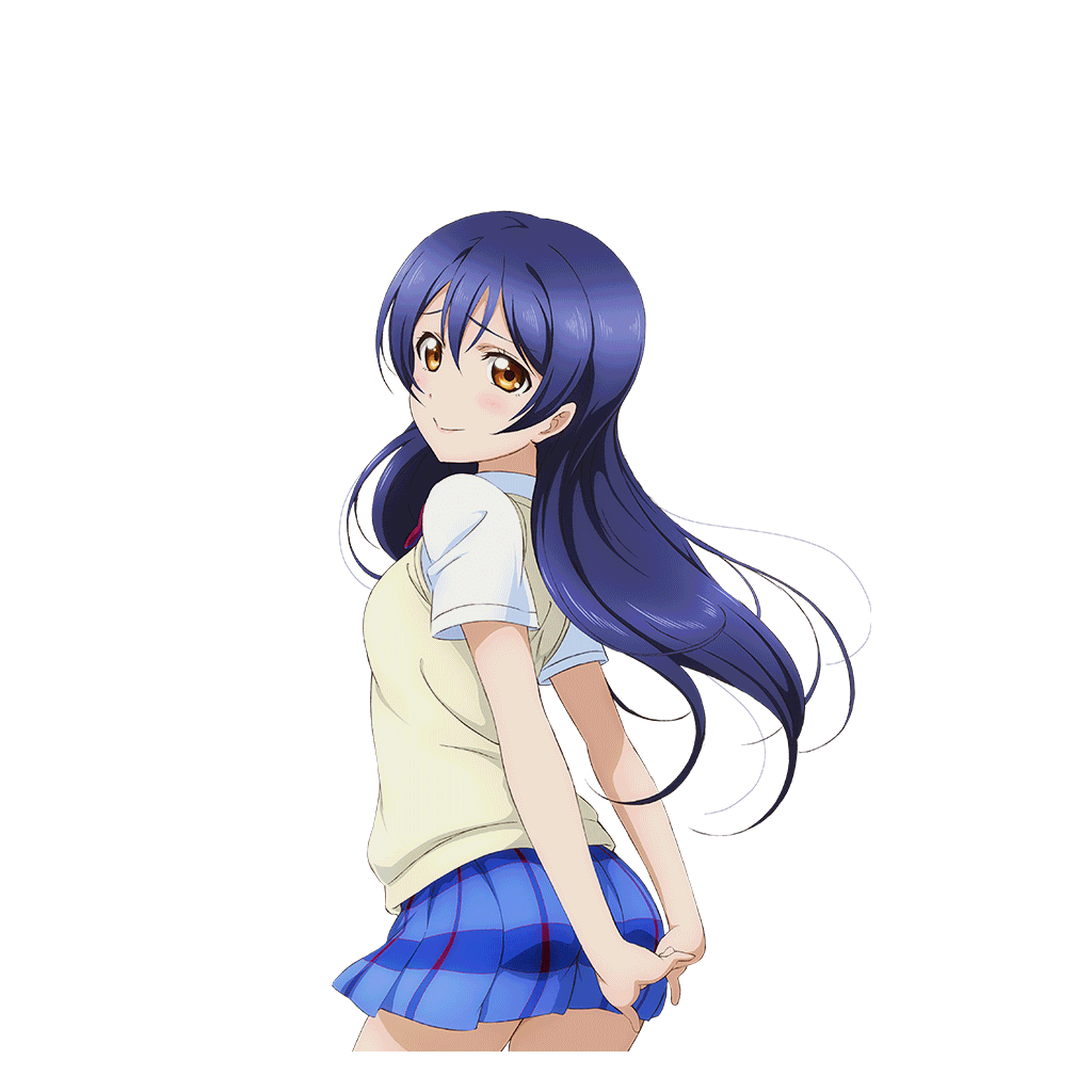 1girl arms_behind_back back blue_hair blush bow bowtie brown_sweater_vest closed_mouth cowboy_shot from_behind furrowed_brow hair_between_eyes long_hair looking_at_viewer looking_back love_live! love_live!_school_idol_festival love_live!_school_idol_project miniskirt official_art otonokizaka_school_uniform own_hands_together plaid_clothes plaid_skirt pleated_skirt red_bow red_bowtie school_uniform shirt short_sleeves skirt solo sonoda_umi sweater_vest transparent_background white_shirt yellow_eyes