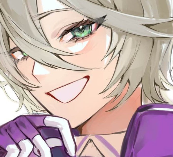 1girl commentary_request gloves green_eyes grey_hair hair_between_eyes hand_to_own_mouth hand_up korean_commentary looking_at_viewer musicbox_(musicbox_draw) open_mouth portrait pretty_series pripara shikyoin_hibiki short_hair simple_background smile solo white_background