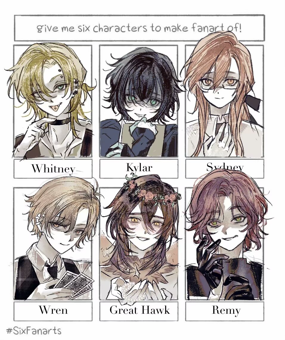 6+boys black_bow black_collar black_gloves black_hair black_hoodie black_necktie black_vest blonde_hair blue_eyes blush bow brown_hair collar collarbone collared_shirt degrees_of_lewdity earrings freesia_quan gloves great_hawk_(degrees_of_lewdity) great_hawk_(male)_(degrees_of_lewdity) green_eyes head_wreath hood hoodie jewelry kylar_(degrees_of_lewdity) kylar_(male)_(degrees_of_lewdity) long_hair long_sleeves looking_at_viewer male_focus medium_hair multiple_boys necktie orange_eyes orange_hair piercing ponytail remy_(degrees_of_lewdity) remy_(male)_(degrees_of_lewdity) shirt short_hair simple_background smile sydney_(degrees_of_lewdity) sydney_(male)_(degrees_of_lewdity) tongue tongue_out tongue_piercing vest white_background white_shirt whitney_(degrees_of_lewdity) whitney_(male)_(degrees_of_lewdity) wings wren_(degrees_of_lewdity) wren_(male)_(degrees_of_lewdity)