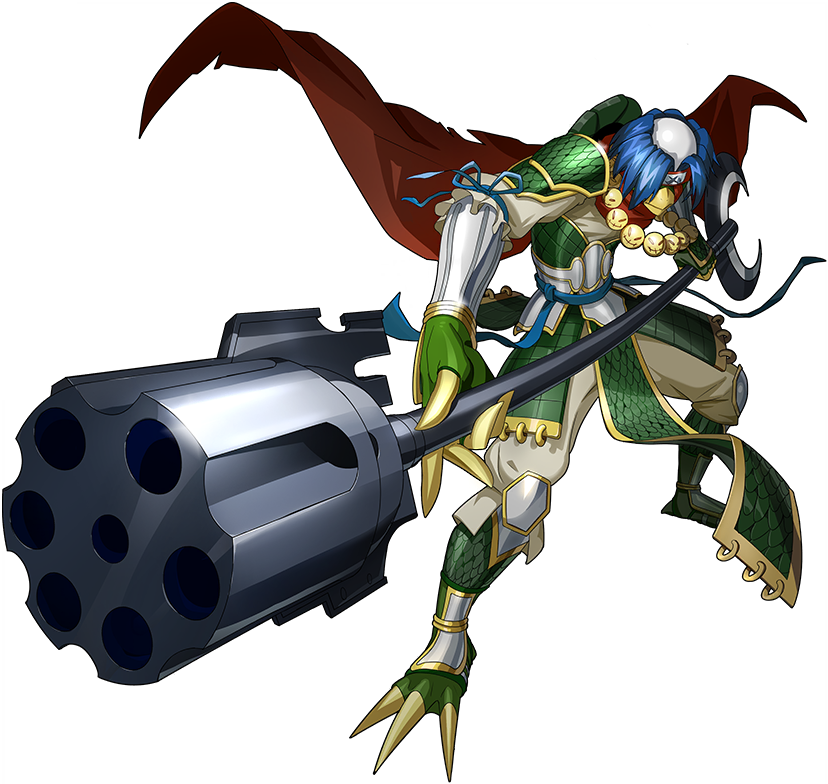 armor beak digimon digimon_(creature) digimon_new_century gun handgun journey_to_the_west kappa magnum_cartridge official_art revolver sha_wujing shawujinmon solo weapon