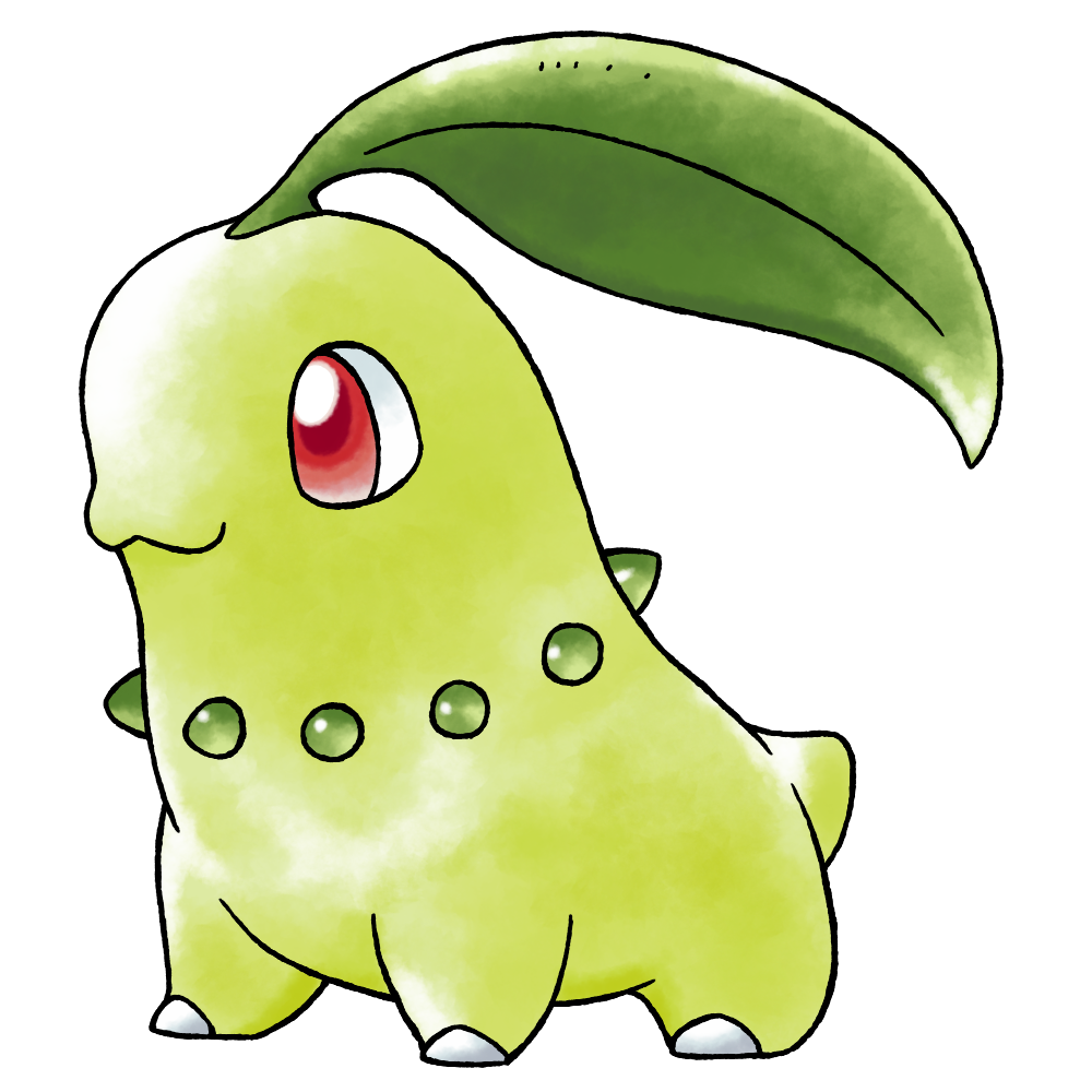 :3 chikorita closed_mouth derivative_work dinosaur full_body gen_2_pokemon leaf looking_ahead nintendo no_humans official_style pokemon pokemon_(creature) pokemon_focus pokemon_gsc_(prototype) prototype_design raciebeep red_eyes red_pupils short_tail simple_background solo standing sugimori_ken_(style) tachi-e tail transparent_background watercolor_effect