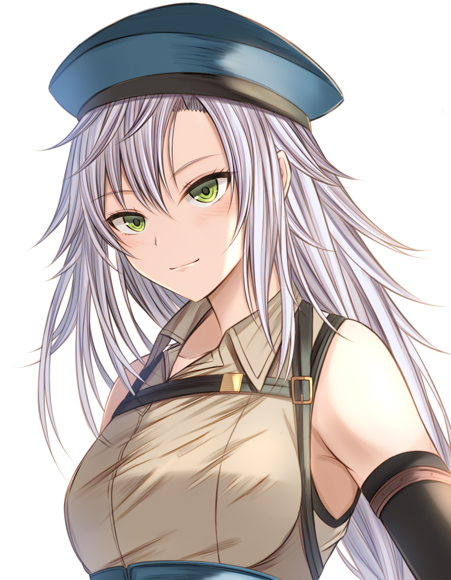 1girl beret eiyuu_densetsu fie_claussell green_eyes hat kanpyou_(hghgkenfany) kuro_no_kiseki_(series) kuro_no_kiseki_i long_hair portrait sen_no_kiseki_(series) sen_no_kiseki_i simple_background solo upper_body white_background white_hair