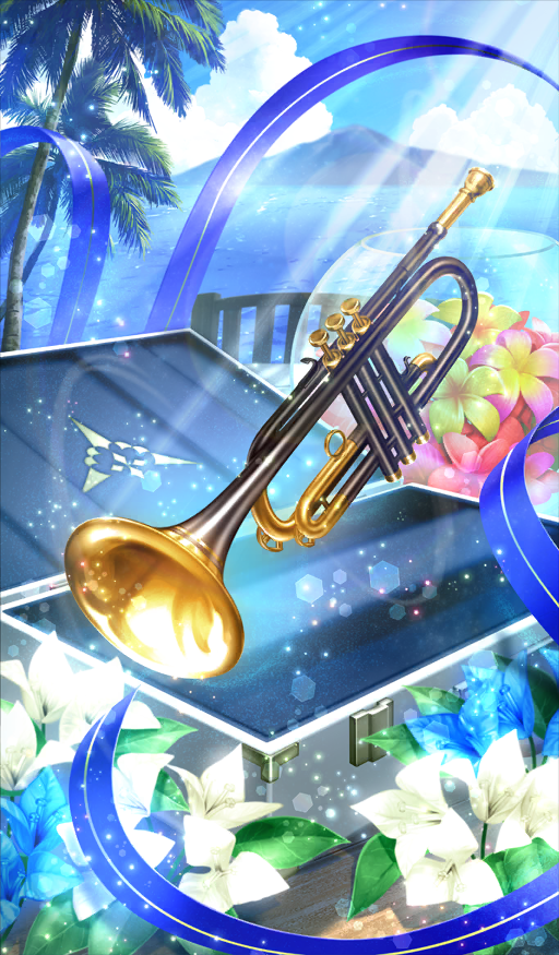blue_flower blue_ribbon blue_sky box chocolate chocolate_river_no_sono_saki_ni cloud commentary_request day fate/grand_order fate_(series) flower flower_request food food_art food_focus hayosena instrument light_particles light_rays no_humans non-circular_lens_flare ocean official_art open_box palm_tree pink_flower ribbon sky still_life sunbeam sunlight third-party_source tree trumpet water white_flower yellow_flower