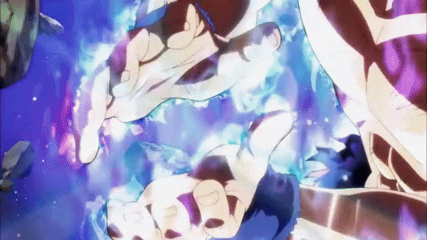 2boys animated animated_gif anime_screenshot dragon_ball dragon_ball_super energy explosion jiren kamehameha_(dragon_ball) multiple_boys non-web_source son_goku topless_male torn_clothes ultra_instinct