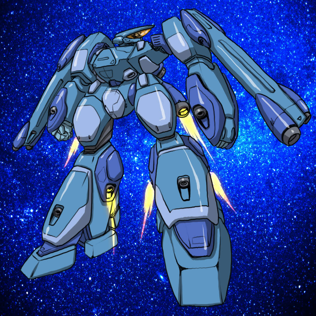 1980s_(style) alien arm_cannon bronze-d commentary_request concept_art dual_arm_cannons energy_cannon gall_force glint hirodango looking_to_the_side machinery mecha mecha_focus no_humans official_style oldschool photo_background retro_artstyle robot science_fiction sketch space star_(symbol) star_symbol_background thrusters weapon