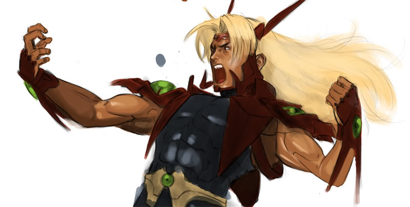 1990s_(style) 1boy armor blonde_hair choujin_gakuen_gowcaizer gowcaizer kaiza_isato male_focus muscular power_suit solo technos