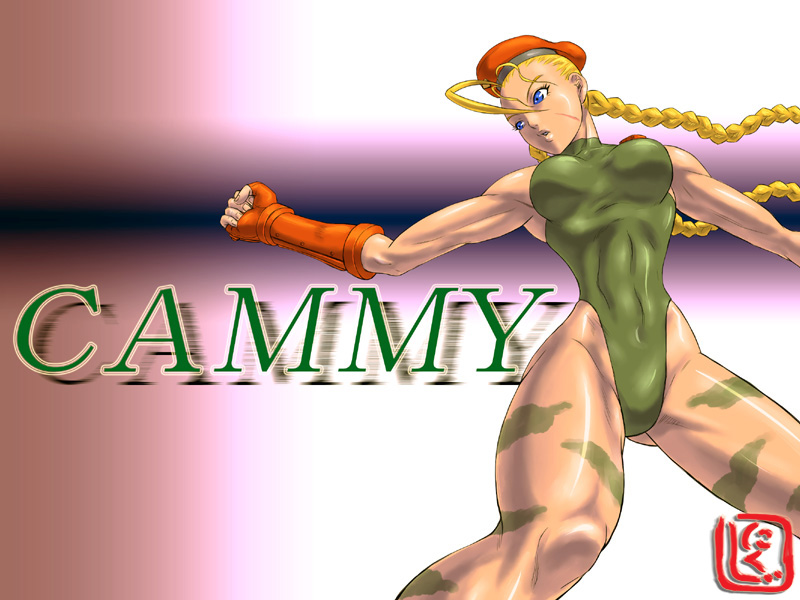 1990s_(style) 1girl ahoge antenna_hair beret blonde_hair blue_eyes braid breasts cammy_white camouflage capcom female_focus fingerless_gloves gloves hat leotard long_hair medium_breasts muscular nikuji-kun punching retro_artstyle scar solo street_fighter street_fighter_ii_(series) thick_thighs thighs thong_leotard twin_braids