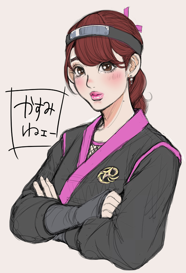 1girl brown_eyes brown_hair eat_and_koji_(artist) female_focus ninja momochi_kasumi momoninger shuriken_sentai_ninninger solo super_sentai tabe_koji