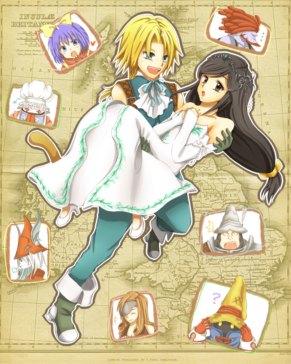 ... 00s 4boys 4girls :d :o ? adelbert_steiner armor beard beatrix black_hair black_mage_(final_fantasy) blonde_hair blue_eyes blush boots bow brown_hair burmecian carrying chef_hat closed_eyes colored_skin detached_sleeves dress eiko_carol england eyepatch facial_hair final_fantasy final_fantasy_ix freija_crescent garnet_til_alexandros_xvii grey_eyes hair_bow hair_over_eyes hat heart helmet highres horns ireland long_hair long_tongue low-tied_long_hair map multiple_boys multiple_girls musical_note official_alternate_costume open_mouth princess_carry purple_hair purple_skin quina_quen red_hair rogie salamander_coral scotland short_hair single_horn smile square_enix strapless strapless_dress tiara tongue tongue_out united_kingdom vivi_ornitier wales wizard_hat yellow_eyes zidane_tribal