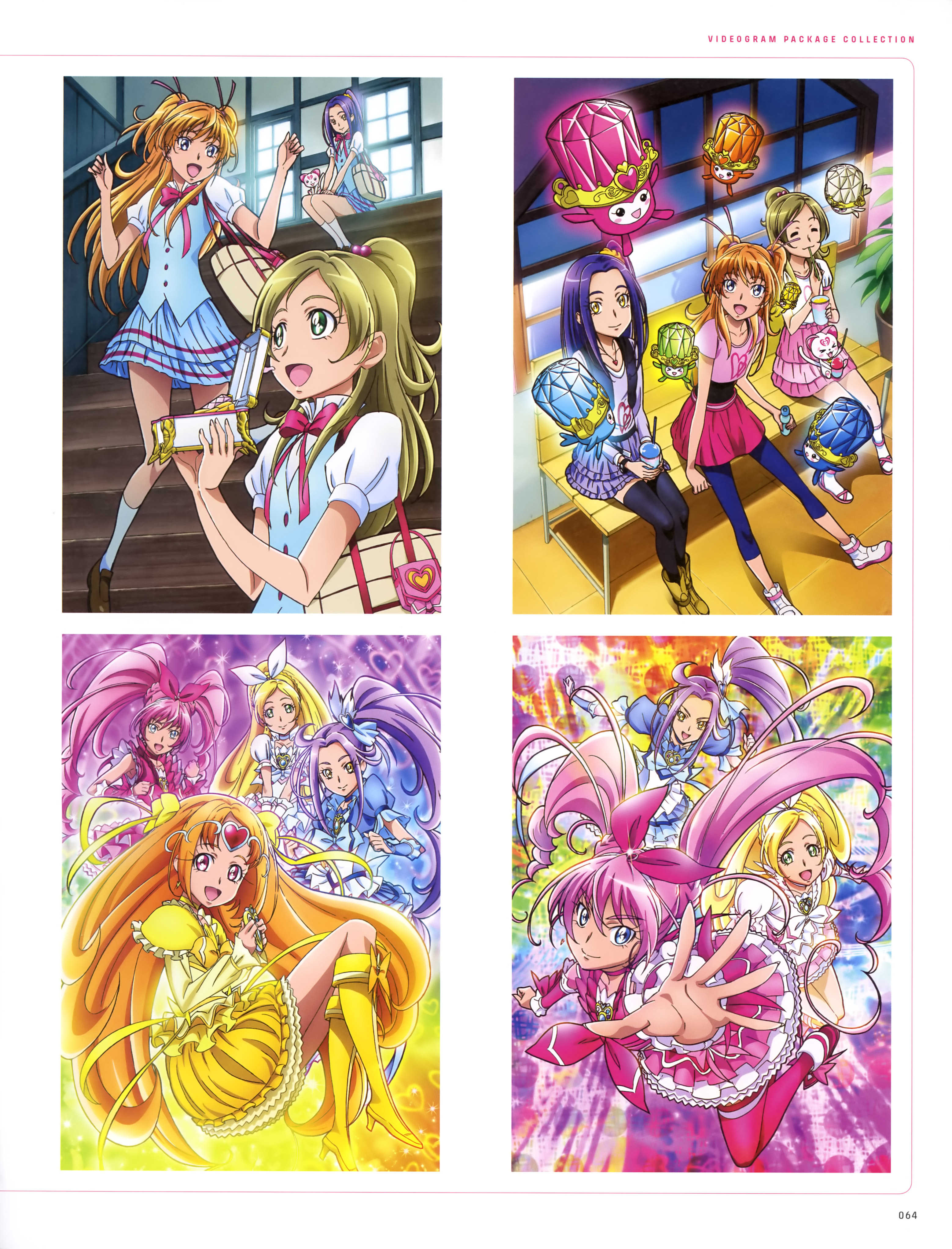 4girls :d absurdly_long_hair absurdres bench black_legwear blue_dress blue_eyes blue_pants blue_skirt boots bow bracelet brown_hair cat choker closed_eyes collarbone cure_beat cure_melody cure_muse cure_muse_(yellow) cure_rhythm dory dress fary frilled_skirt frills hair_between_eyes hair_bow hair_ornament hair_ribbon hair_scrunchie heart heart_necklace high_heel_boots high_heels high_ponytail high_side_ponytail highres holding houjou_hibiki hummy_(suite_precure) indoors jewelry kurokawa_eren lary layered_dress layered_skirt long_hair looking_at_viewer looking_up minamino_kanade miry multiple_girls neck_ribbon necklace open_mouth pants pants_under_skirt pink_eyes pink_hair pink_ribbon pink_skirt ponytail precure purple_hair purple_skirt ramune red_legwear red_ribbon rery ribbon ribbon_choker school_uniform scrunchie seiren_(suite_precure) shirabe_ako shirt short_sleeves side_ponytail sitting skirt sleeveless smile socks sory stairs standing suite_precure takahashi_akira thighhighs tiry twintails two_side_up very_long_hair white_legwear white_ribbon white_shirt yellow_boots yellow_bow yellow_eyes yellow_ribbon