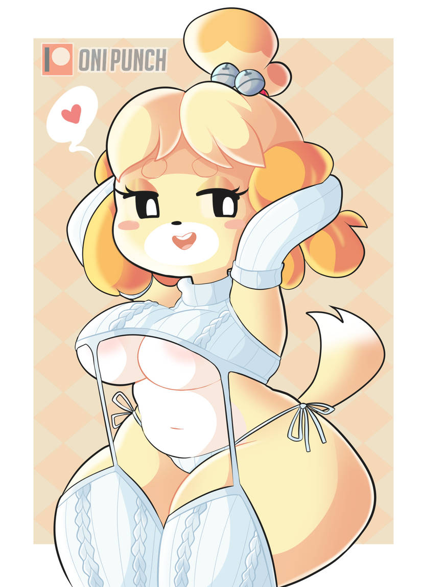 animal_crossing furry isabelle_(animal_crossing) nintendo shih_tzu solo sweater