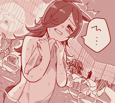 1girl ^^^ animal_ears blush clenched_teeth covering_privates dutch_angle embarrassed hair_over_one_eye hands_up holding holding_towel horse_ears horse_girl horse_tail long_hair lowres night night_sky nude nude_cover onsen outdoors partially_submerged raised_inner_eyebrows rice_shower_(umamusume) sepia sky solo tail tearing_up teeth towel traditional_media tsubaki09 umamusume water wet