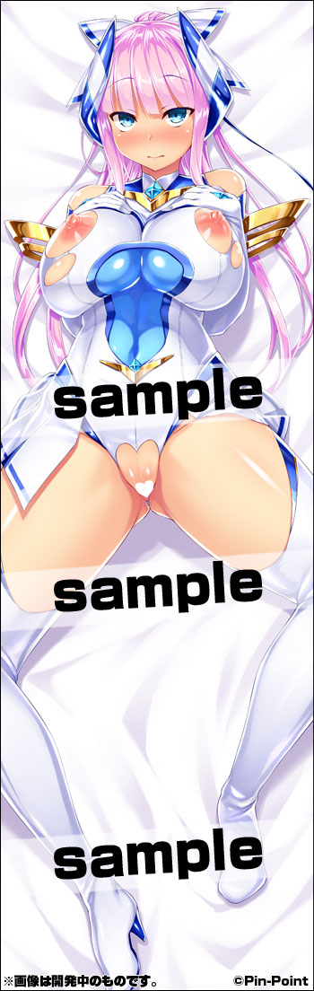 1girl bare_shoulders bed_sheet blue_bow blue_eyes blush bodysuit boots bow breasts censored closed_mouth clothing_cutout company_name crotch_cutout dakimakura_(medium) elbow_gloves element_venus full_body gloves groin hair_bow hands_on_own_chest headgear heart heart_censor heart_cutout impossible_clothes impossible_leotard kisaragi_nozomi large_breasts leotard long_hair looking_at_viewer lying magical_girl nipples on_back pink_hair ponytail ribbon sample_watermark satou_kuuki shinsou_seiki_elementia shiny_clothes shiny_skin skin_tight skirt solo thigh_boots torn_bodysuit torn_clothes watermark white_boots white_bow white_gloves white_leotard white_skirt