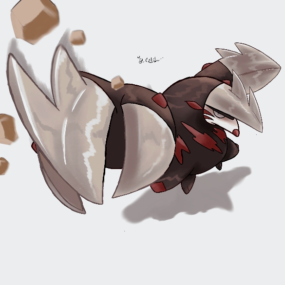 animal_focus black_eyes brown_fur claws eeldog excadrill gen_5_pokemon horns huge_claws mole nintendo no_humans pokemon pokemon_(creature) pokemon_focus rock single_horn white_background