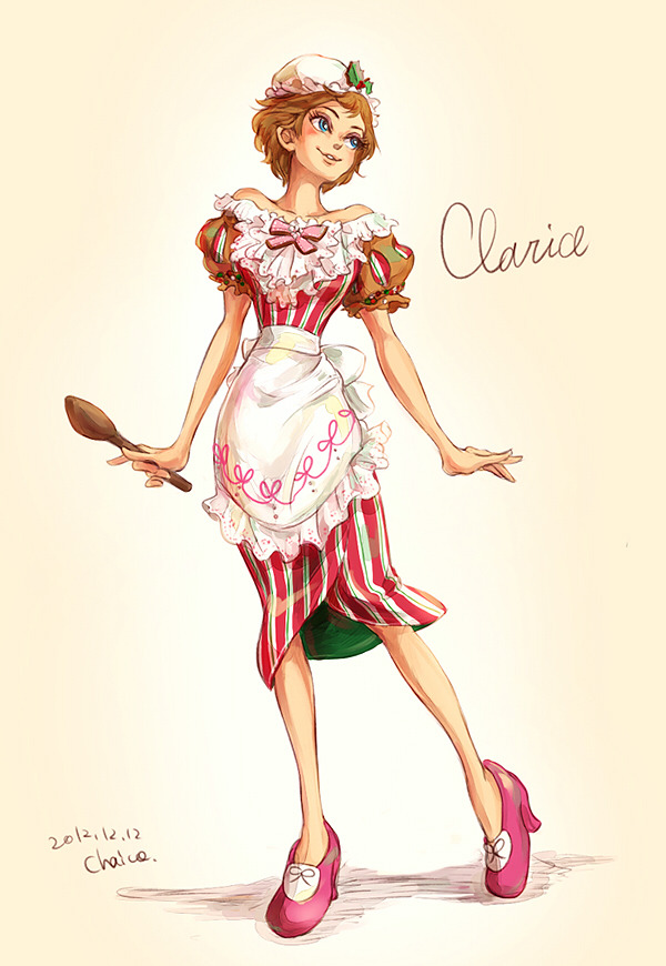 1girl alternate_costume blue_eyes bow brown_hair chai_5 clarice_(disney) dress eyelashes full_body hair_ornament humanization looking_at_viewer mickey_mouse_&amp;_friends short_hair smile solo